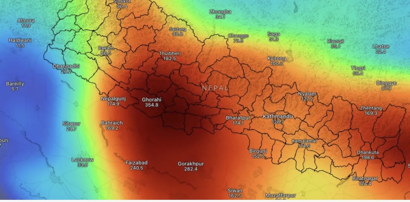 असोज ८ देखि १२ सम्म नेपालमा भारी वर्षाको सम्भावना, बंगालको खाडीको न्यूनचापले वर्षा बढ्ने